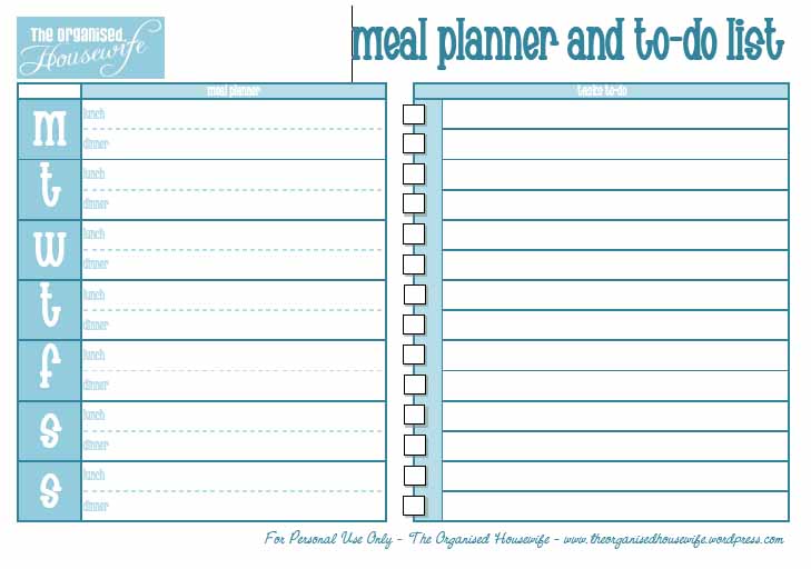 weekly menu planner template. menu planner templates