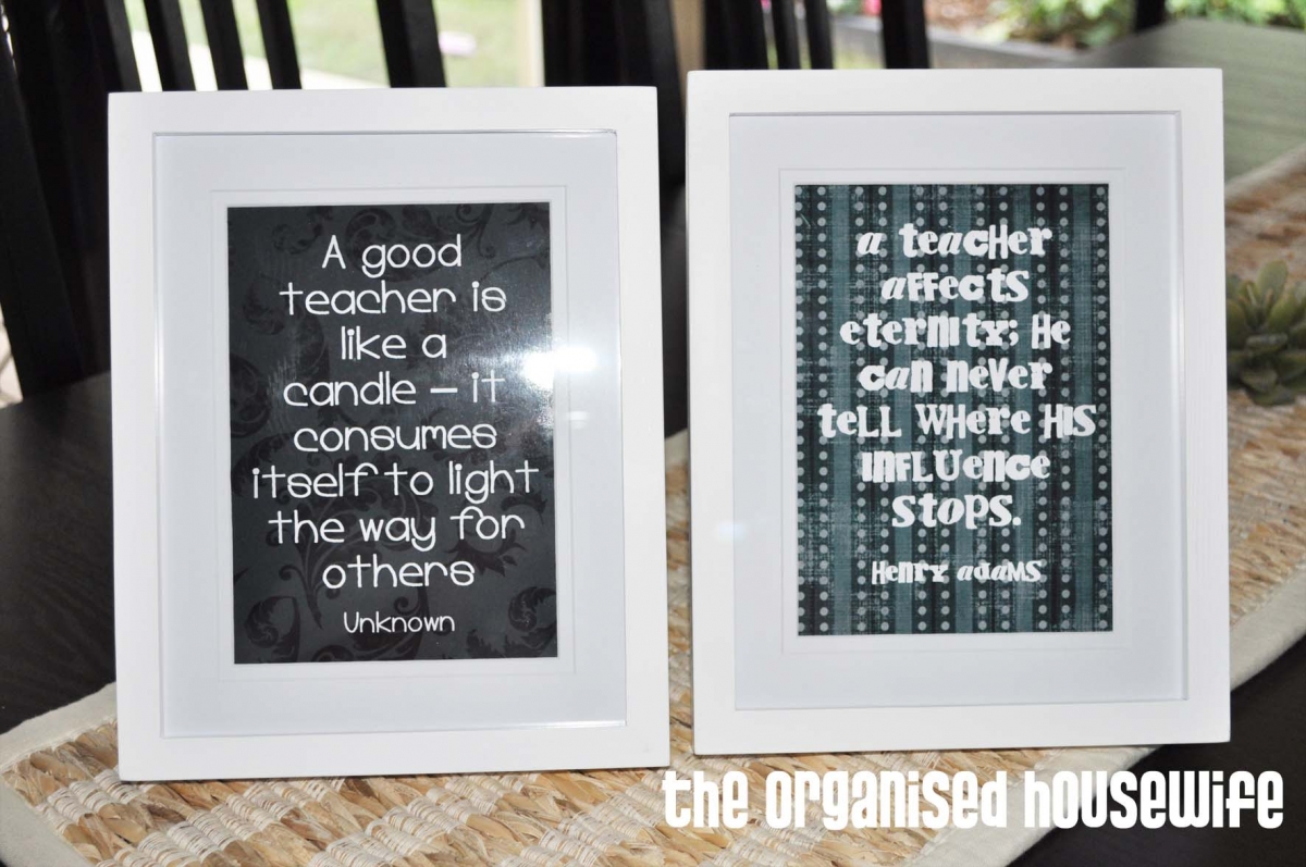 Teacher Appreciation Gifts: Teacher quote in frame | The Organised