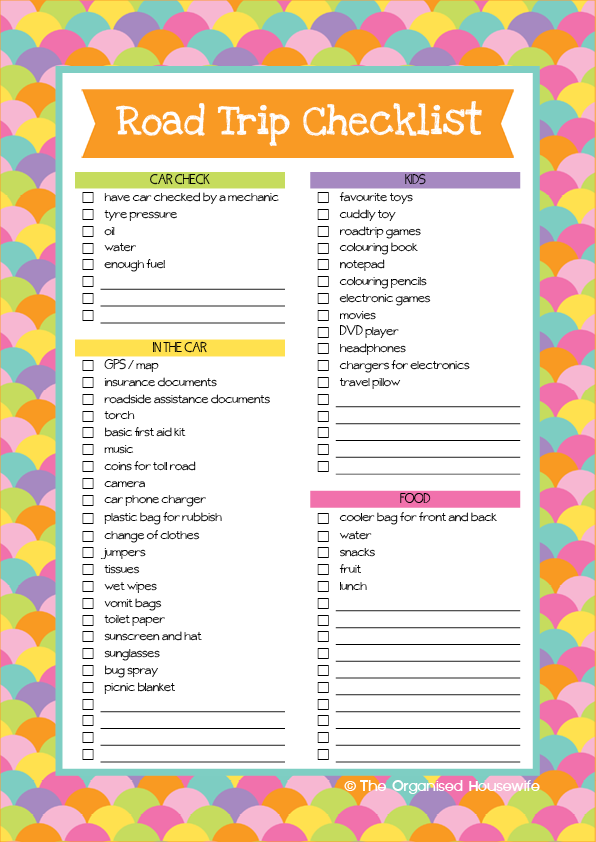 Road Trip Checklist and Aussie Road Trip Games Book The Organised