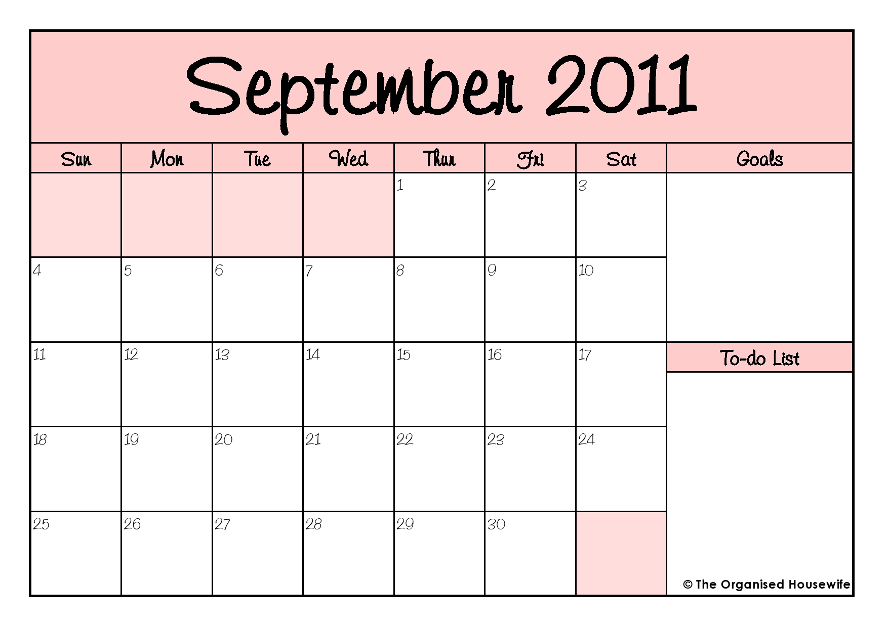 {FREE PRINTABLE} September Calendar and to do list The Organised