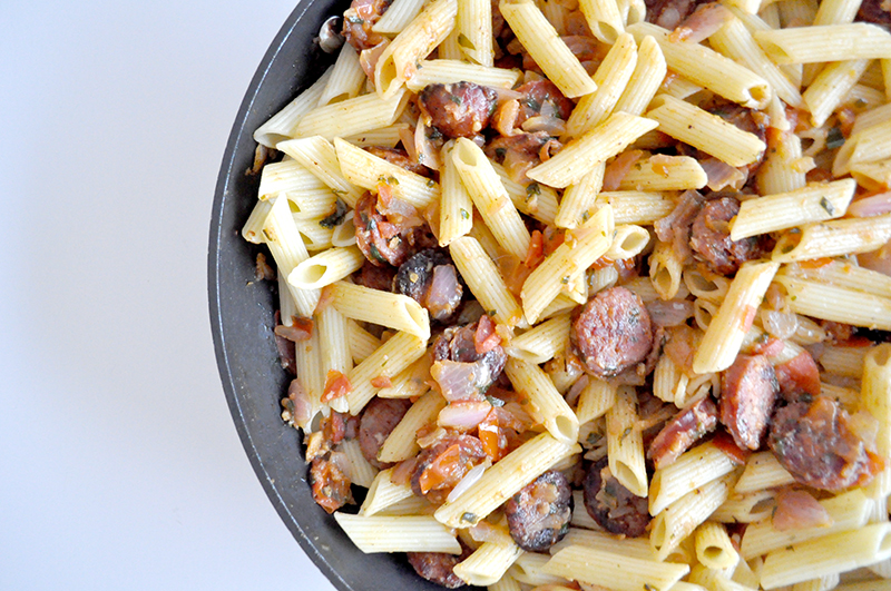 A very easy and light chorizo pasta recipe to whip up when you're in a hurry. This is a really great one pan dish.