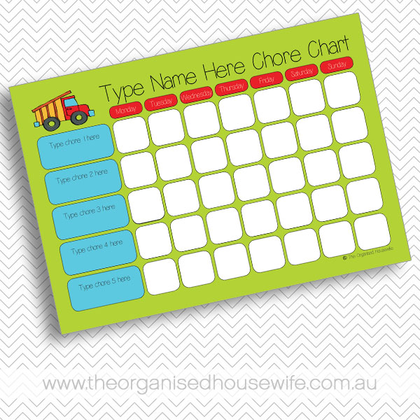 {The Organised Housewife} Editable - Construction Truck Chore Chart