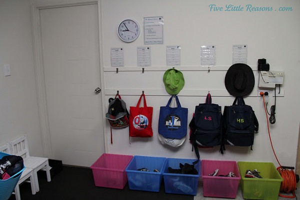 School bag storage station - A House Full of Sunshine