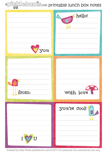 lunch box notes printable free
