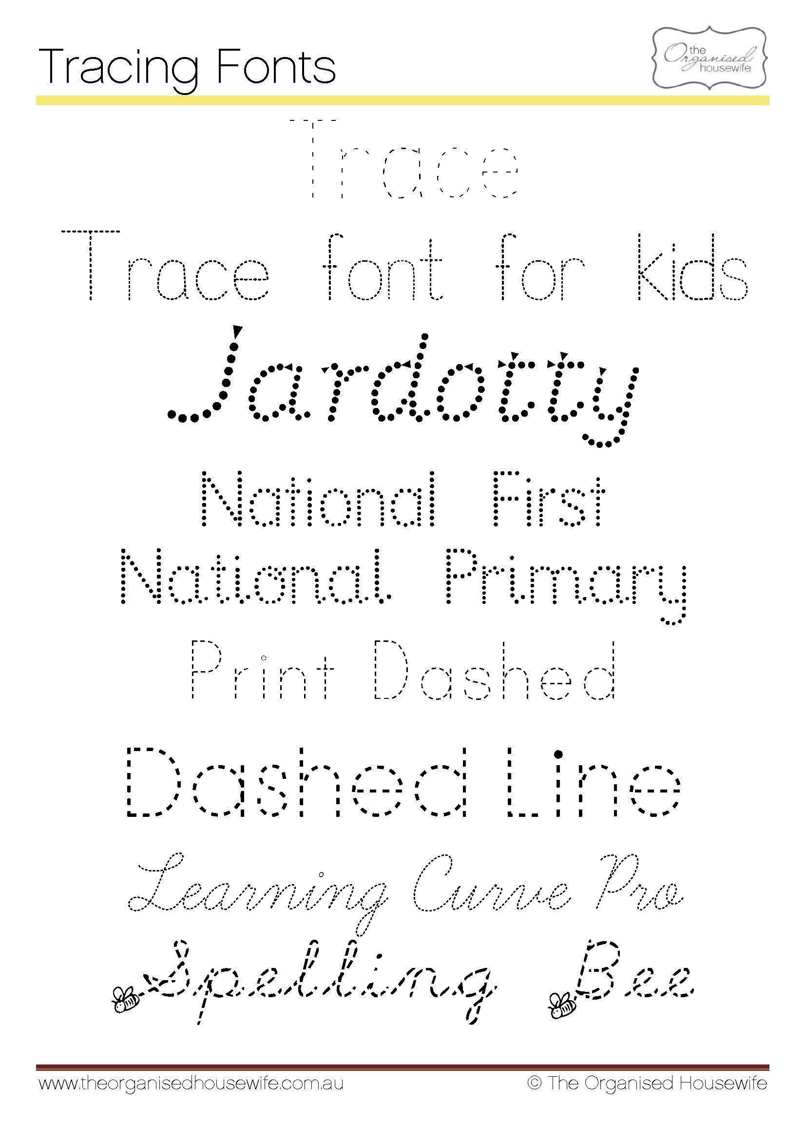 dotted fonts for tracing