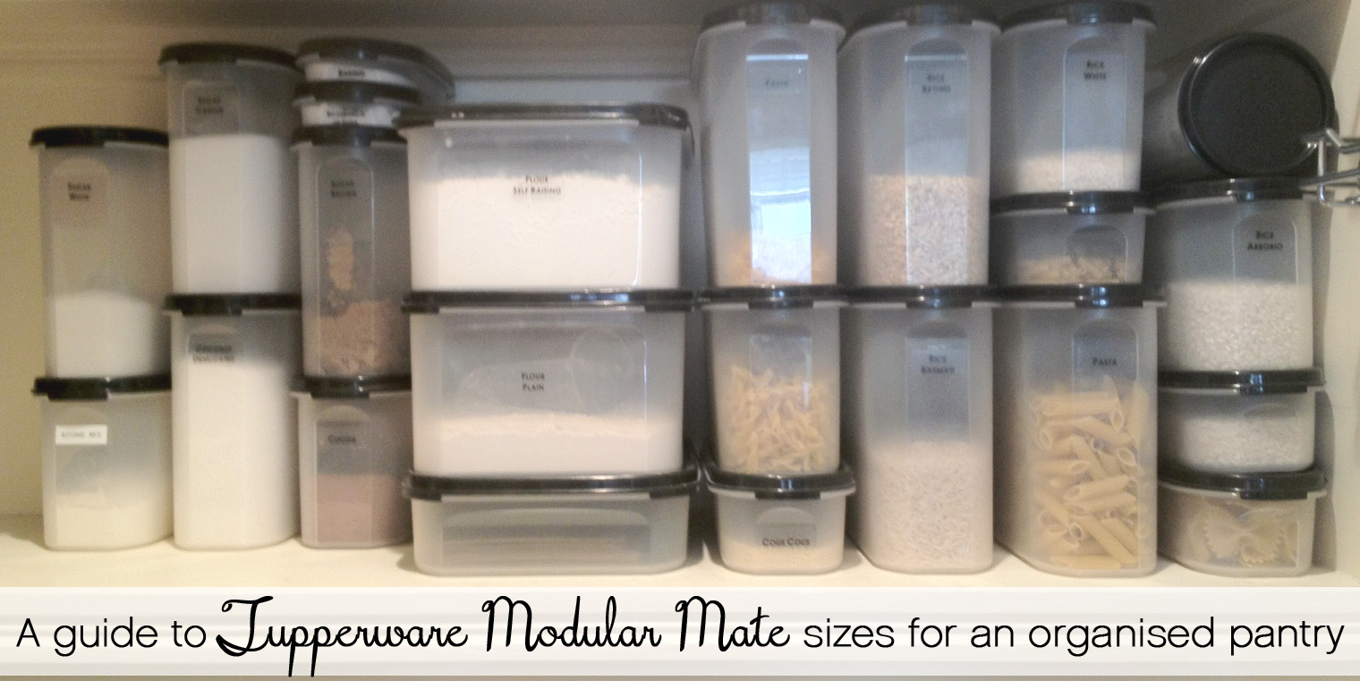 A guide to sizes of Tupperware Modular Mate containers for the pantry