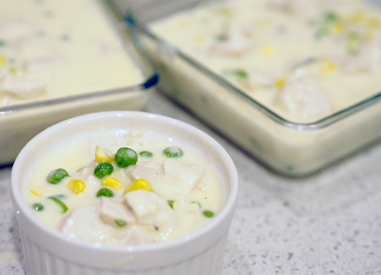 This Chicken pot pie is satisfyingly creamy. I've been making this recipe for years now, it's one of the kids favourites and would have to say mine too as it's not overly complicated to make, a great weeknight dinner idea.