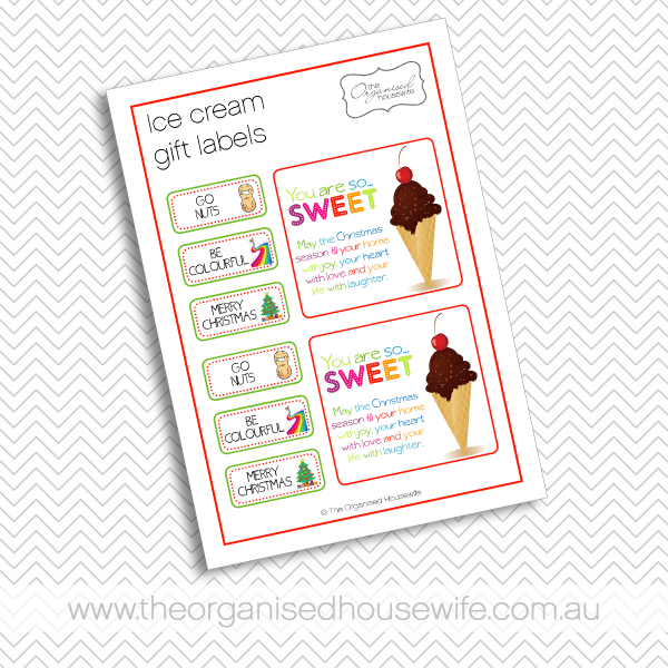 {The Organised Housewife} Ice Cream Pack Gift Labels