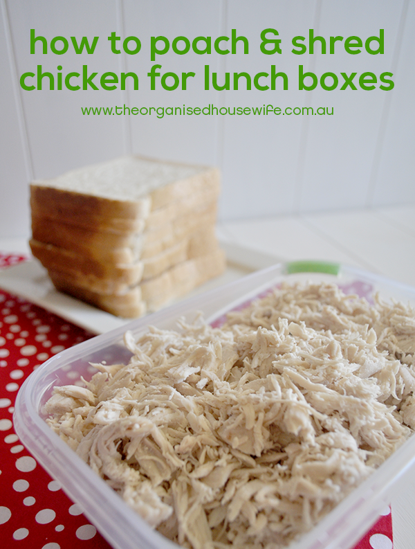 How to poach and shred chicken for lunch boxes school thermomix