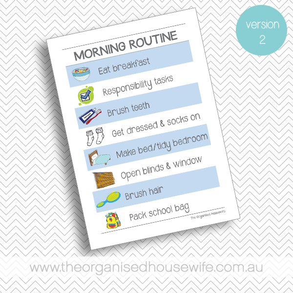 {The Organised Housewife} Morning Routine Chart - Blue - Version 2