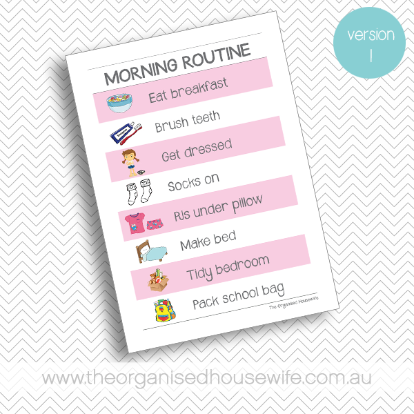 {The Organised Housewife} Morning Routine Chart - Pink