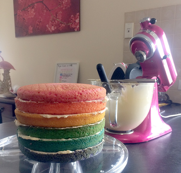 {The Organised Housewife} How to make a Layered Rainbow Cake 7