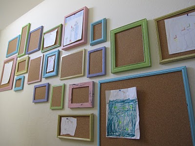 Corkboard frames for displaying kids art