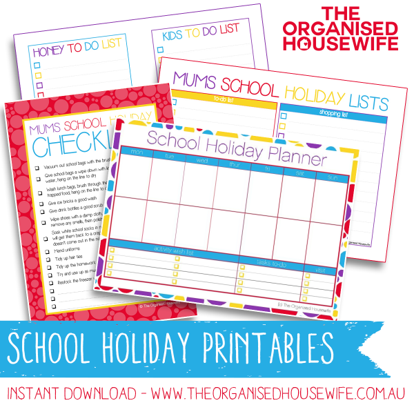 {The Organised Housewife} mums school holiday lists
