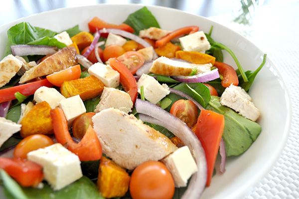 Roast Pumpkin and Chicken Salad