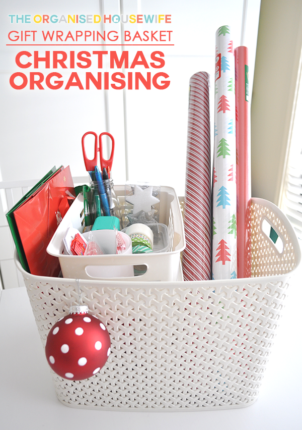 Christmas Gift Wrapping Basket - The Organised Housewife