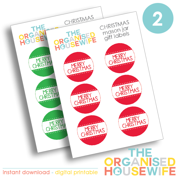 {The Organised Housewife} Merry Christmas Mason Jar Lid Labels - Design 2