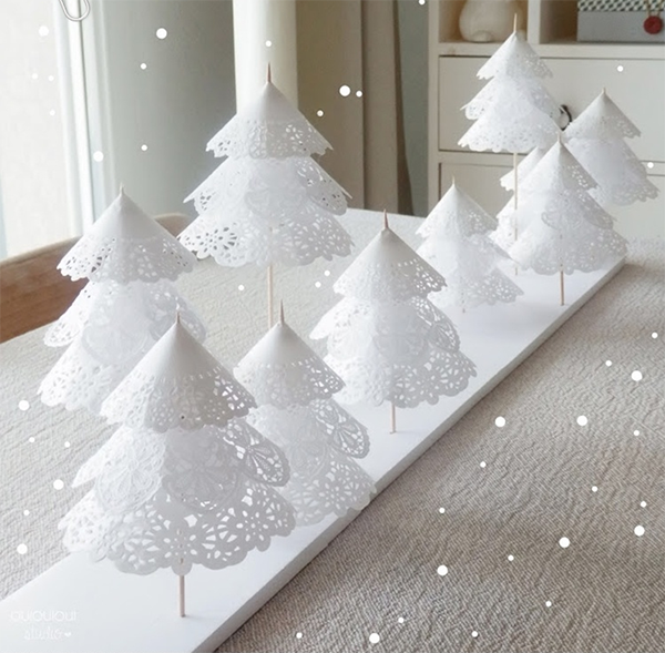 doily christmas trees