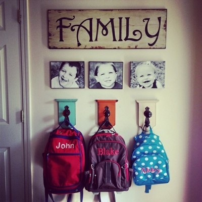 school bag storage organised