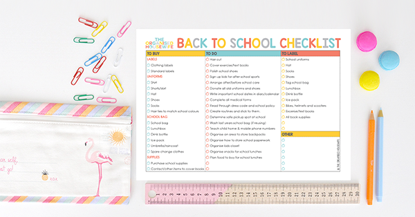 {The Organised Housewife} 2015 Back to School Checklist FREE