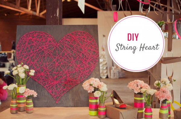 Valentines Day Food and Craft ideas 3 - DIY String Heart
