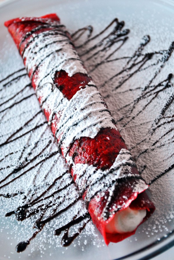 Valentines Day Food and Craft ideas 4 - Red Velvet Crepes