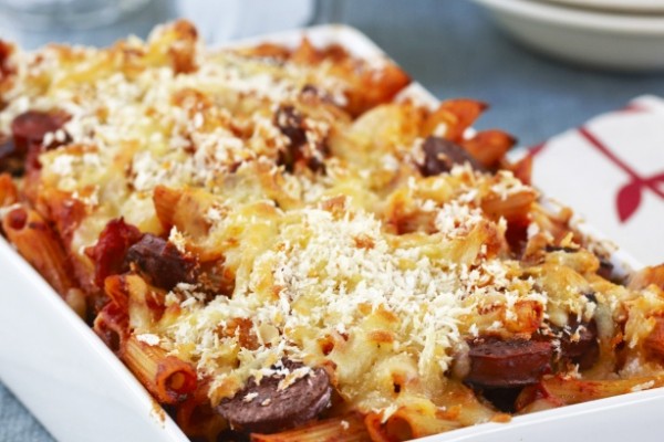 chorizo pasta bake