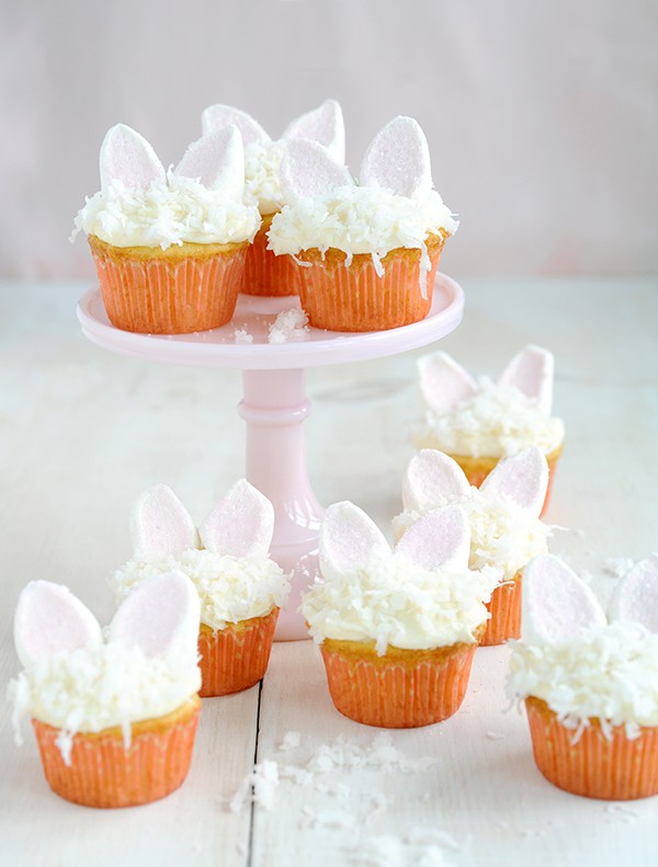 how to make marshmallow bunny ears cupcakes