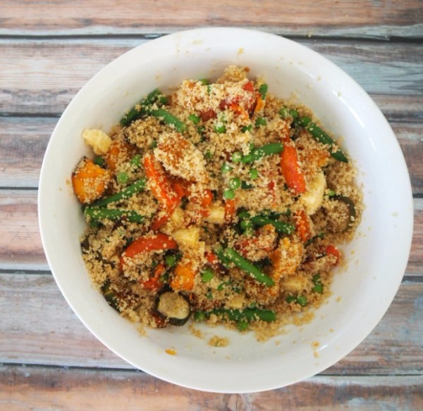 roast vegetable and feta salad