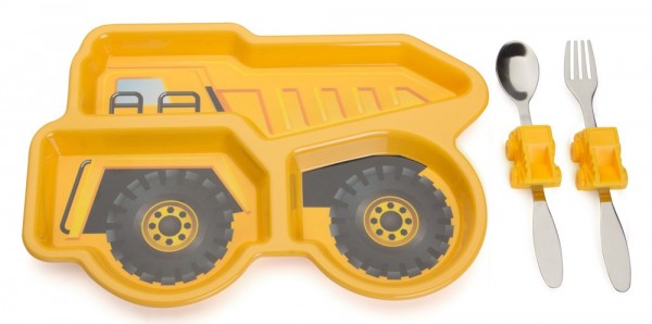 Dump Truck Divider Plate with matching cutlery