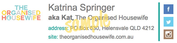 the organised housewife email signature