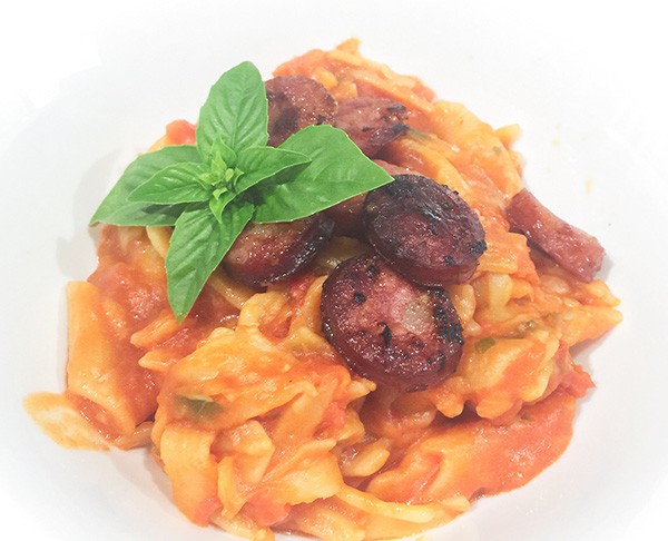 basil penne chorizo