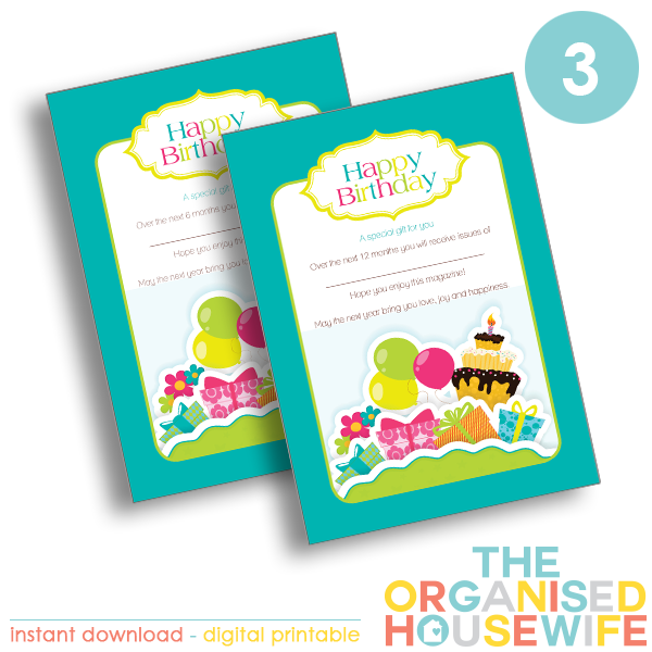 {The Organised Housewife} Brithday magazine Subscription - Design 3