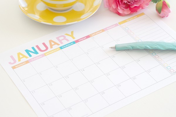 2016 Monthly Calendar with School and Public Holidays