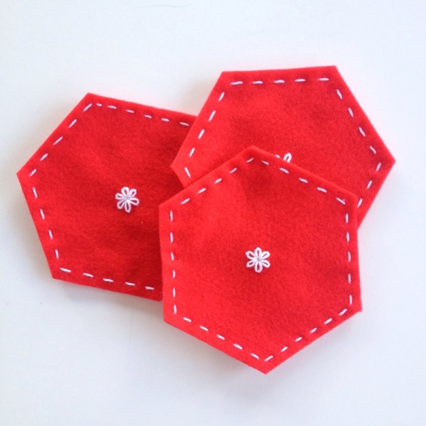 Hexagon Stitched Felt Coasters