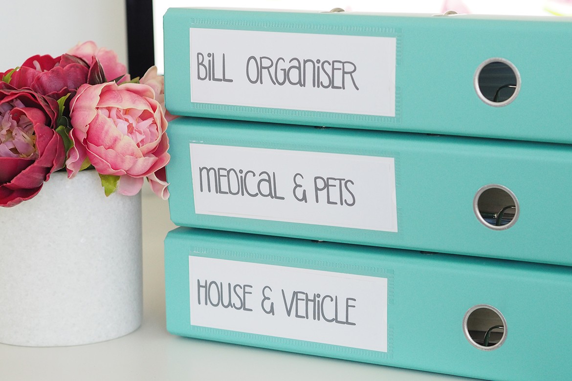 Organising finances and filing in a small space can be hard, but it is achievable. This system for organising paperwork without a filing cabinet in your office will help you keep all your bills and other paperwork ordered and tidy.