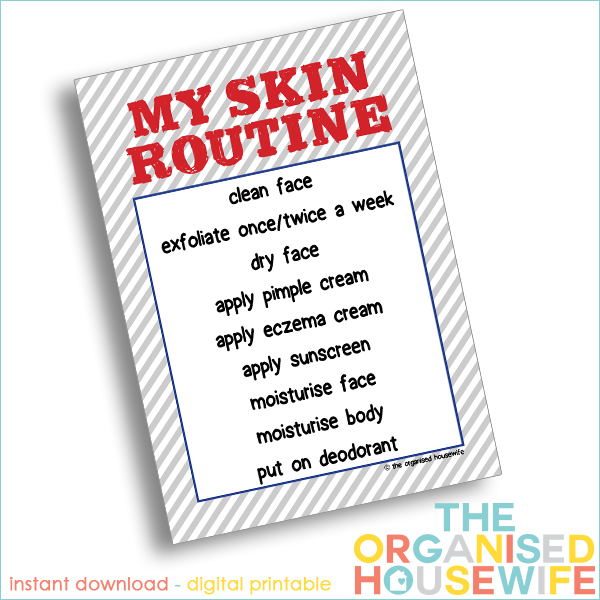 A chart to help tweens and teens, to learn the process of a good kids skin care routine. 