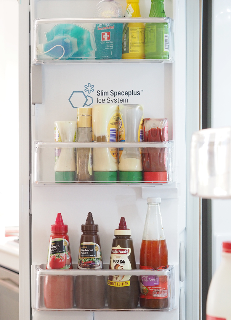 Organise the fridge to help keep it tidy, prevent food from spoiling, leftovers get eaten and it makes it easy to write a shopping list as I can quickly glance and see what I need to top up.