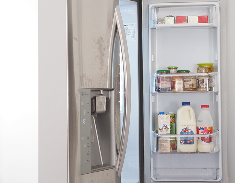 Organise the fridge to help keep it tidy, prevent food from spoiling, leftovers get eaten and it makes it easy to write a shopping list as I can quickly glance and see what I need to top up.