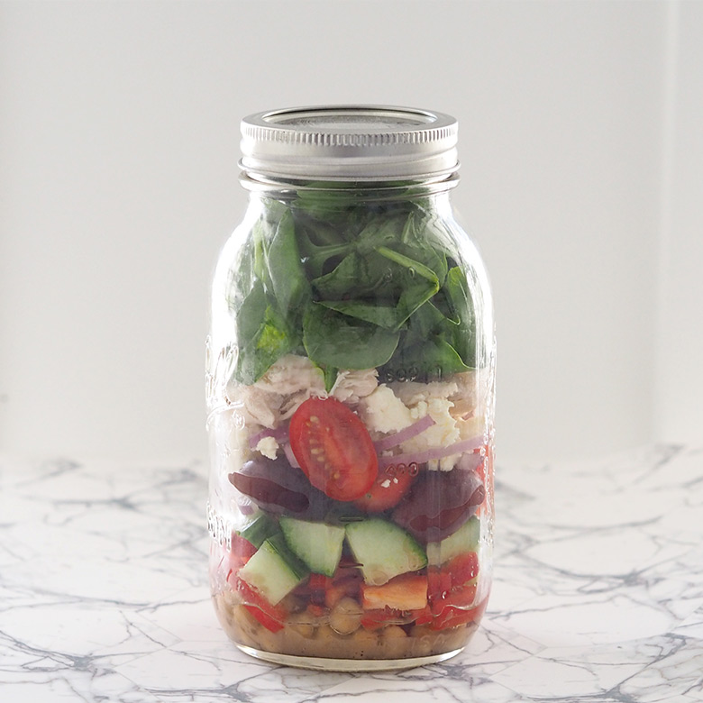 Quick & Easy Greek Chicken Mason Jar Salad