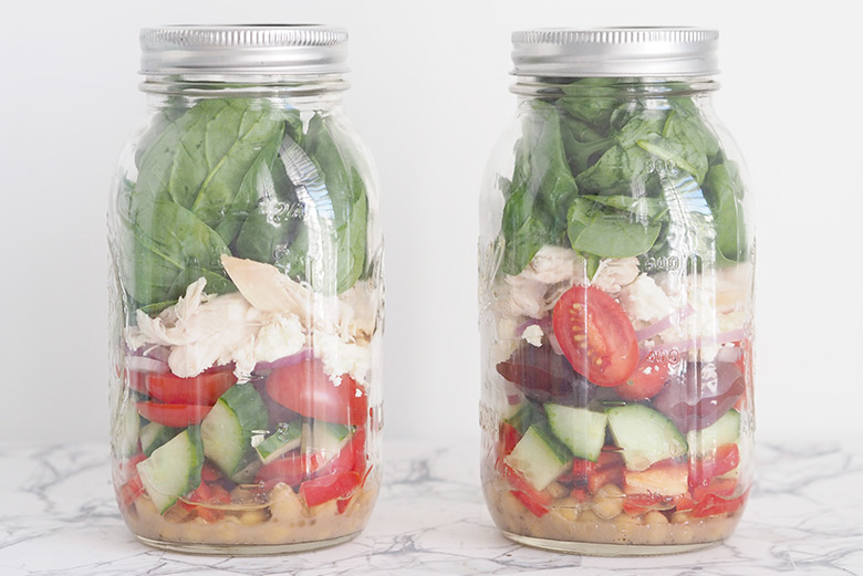 Mason Jar Salad is quick and easy to prepare, being stored in the jar helps it stay fresh for up to 5-7 days, perfect for weekday lunches.