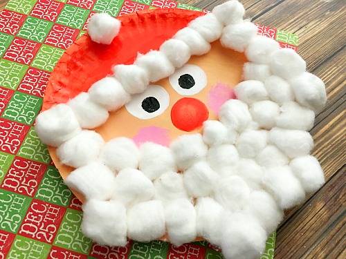 CHRISTMAS CRAFT IDEA - SANTA PAPER PLATE CRAFT - These are inexpensive, a lot of fun, and take a decent amount of time. Not too long, but also not so little time that the kids are done and looking for something else to do in minutes. When the kids are finished, find a place to put them in their room so they can have something festive in there.
