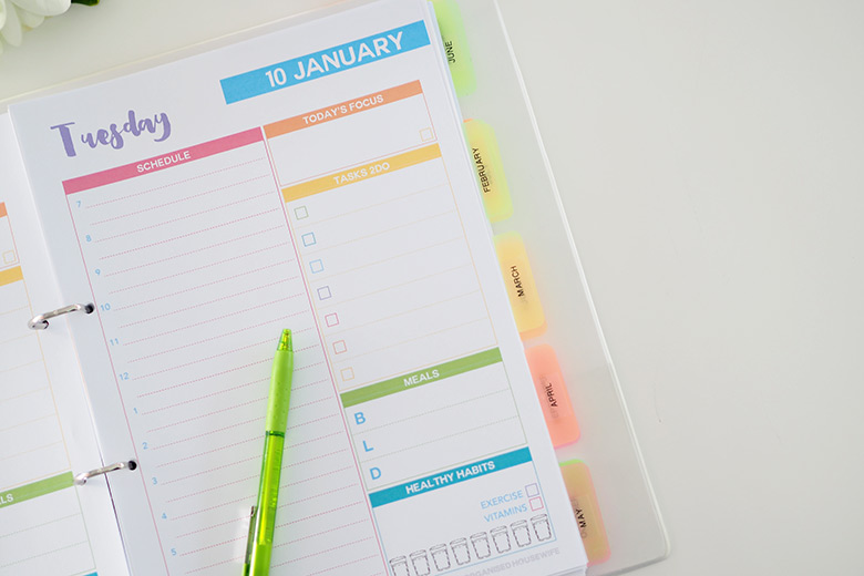 The 2017 Daily Planner will help you plan each day efficiently. Each day of the year has its own page, with day and dates, where you can add in your appointments, focus task and list of more tasks. This is really helpful when planning in advance.