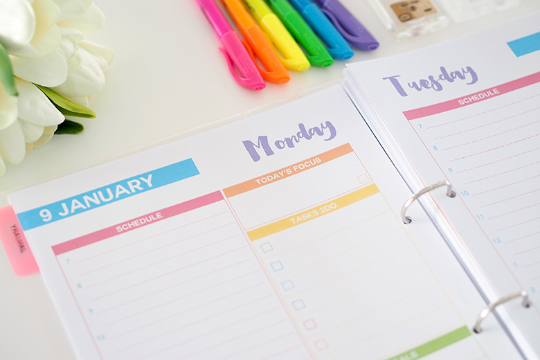 The 2017 Daily Planner will help you plan each day efficiently. Each day of the year has its own page, with day and dates, where you can add in your appointments, focus task and list of more tasks. This is really helpful when planning in advance.