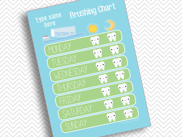 Teach child to brush teeth with printable brushing chart