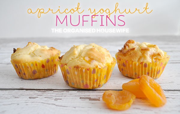 APRICOT YOGHURT MUFFINS - Fruit muffins are always a great addition to the kids lunch box. This recipe is easy to prepare, you can do it on the weekend and freeze so you can add to lunch boxes through the week or prepare it while you are waiting for dinner to finish cooking in the oven or stove top.