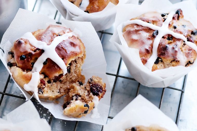 HOT CROSS BUN MUFFINS - All the flavour of hot cross buns, without the fuss of kneading and double proving, these hot cross muffins are the ultimate Easter cheat (save for buying store-bought)