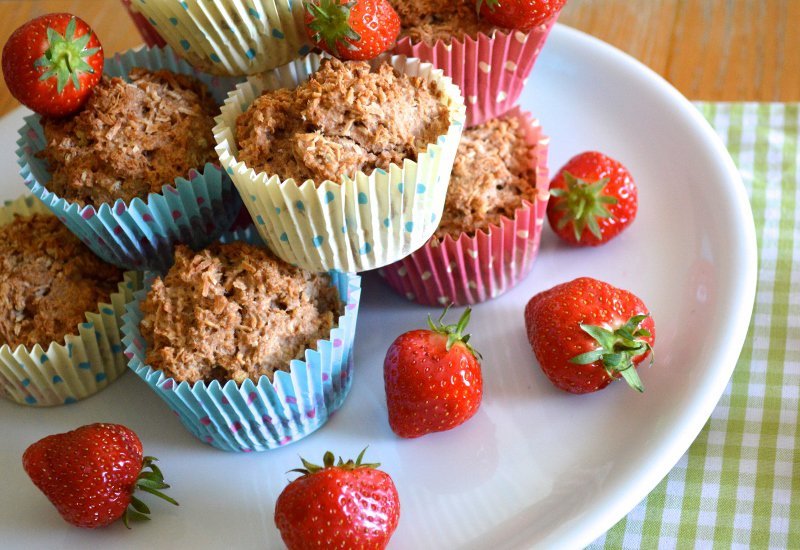 STRAWBERRY MUFFINS - These wholesome muffins are filled with a hidden strawberry heart centre. The beauty is finding a surprise strawberry heart in the centre of these lovely muffins – they are filled with love! 