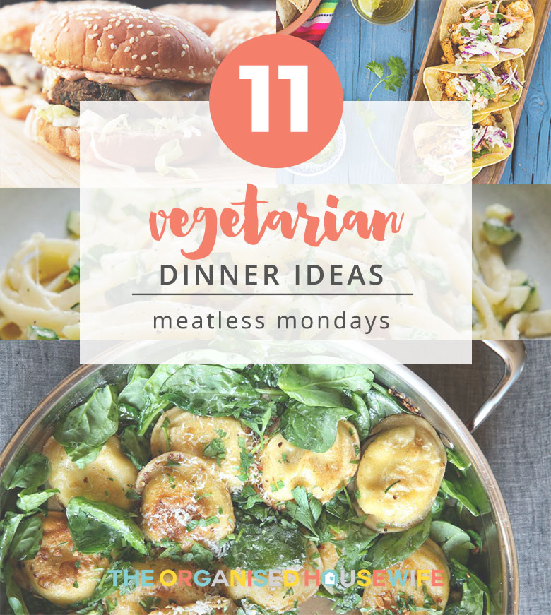 I don't cook vegetarian meals that often, but I do enjoy the occasional vegetarian dish every now and then to break up meat dishes. I've put together my list of 11 Meatless Dinner Ideas. While these dishes are suited for vegetarians, meat-lovers will enjoy them as well.
