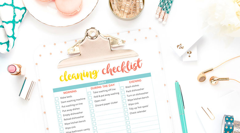 This is my cleaning checklist which includes daily, weekly, monthly, quarterly and annual tasks. This checklist will help you remember cleaning tasks and create a routine to suit the time you have available.